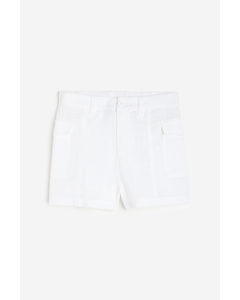 Linen-blend Cargo Shorts White