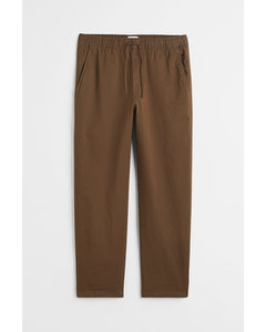 Relaxed Fit Twill Pull-on Trousers Dark Khaki Green