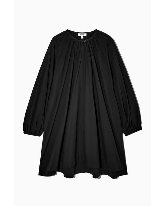 COS Oversized Gathered Mini Dress Black