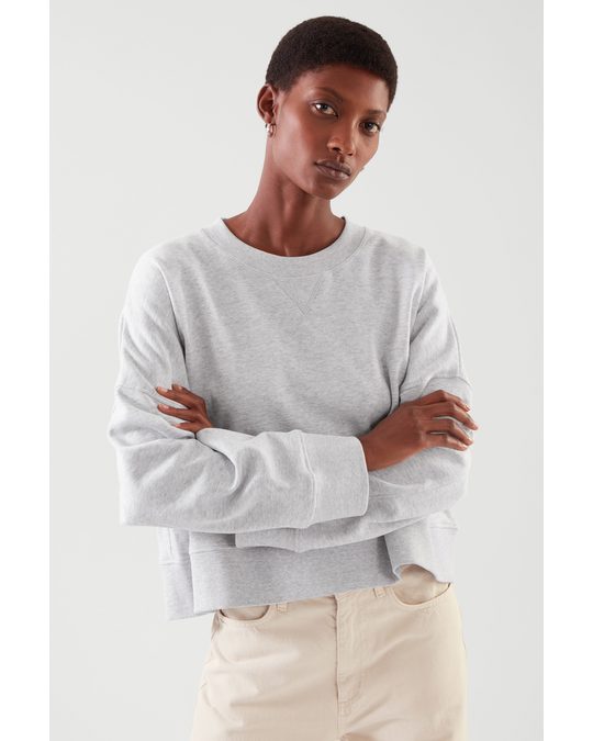 COS Cropped Sweatshirt Light Grey
