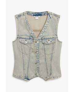 Denim Herenvest Lichtblauw Getint