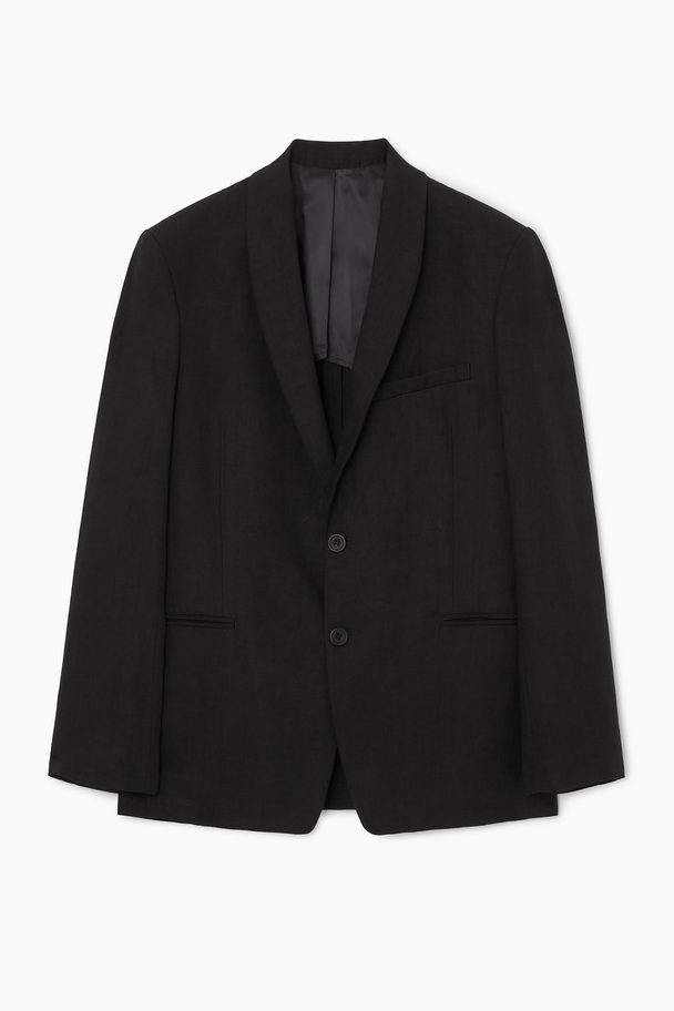 COS EINREIHIGER BLAZER AUS LEINEN SCHWARZ