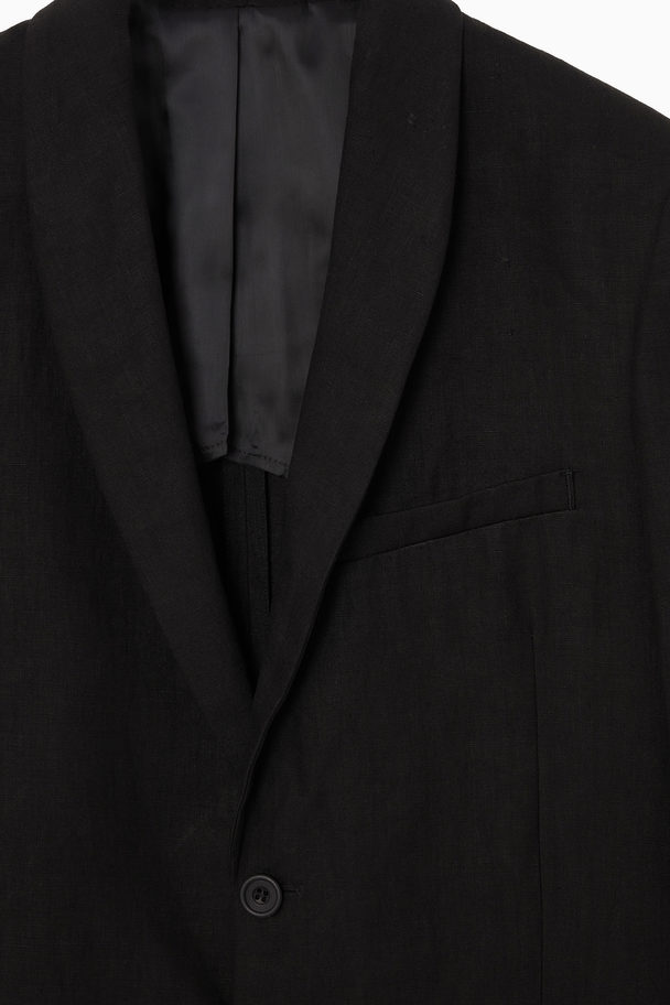 COS Single-breasted Linen Blazer Black