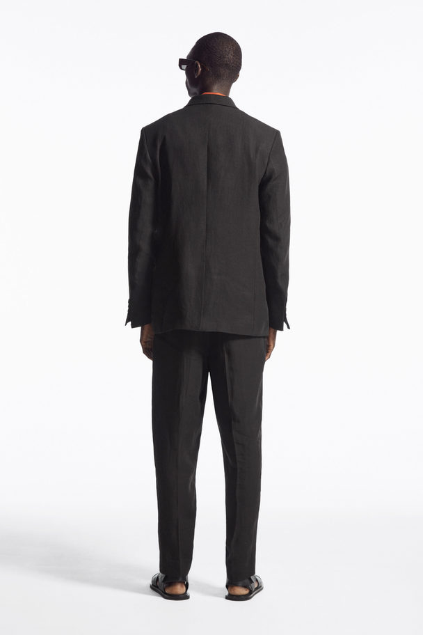 COS Single-breasted Linen Blazer Black