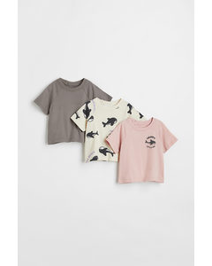 3-pack Cotton T-shirts Light Pink/orca