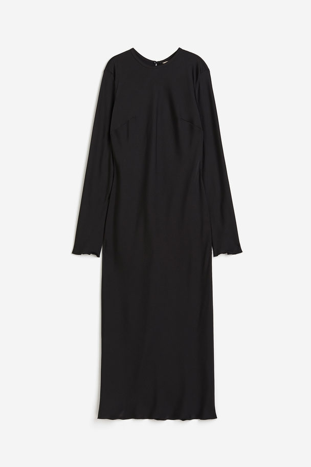 H&M Midi-jurk Met Lange Mouwen Zwart