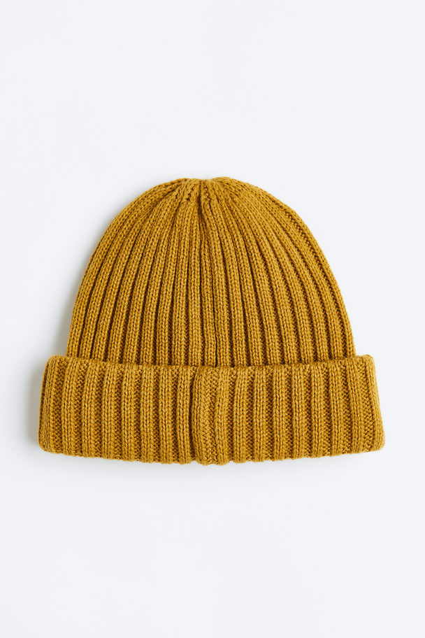 H&M Rib-knit Hat Mustard Yellow