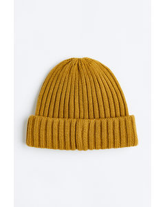 Rib-knit Hat Mustard Yellow