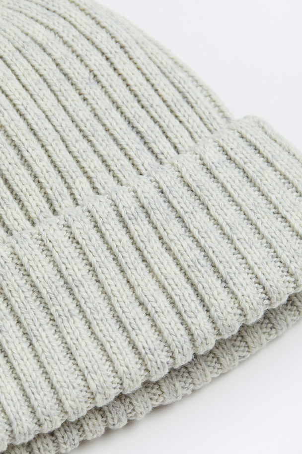 H&M Rib-knit Hat Light Grey Marl