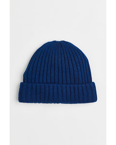 Rib-knit Hat Bright Blue