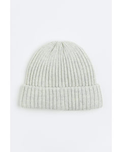 Rib-knit Hat Light Grey Marl