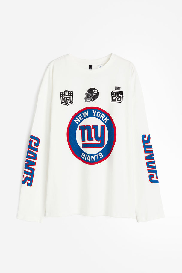 H&M Oversized Shirt mit Print Cremefarben/NFL