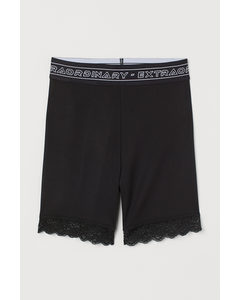 Lace-trimmed Cycling Shorts Black