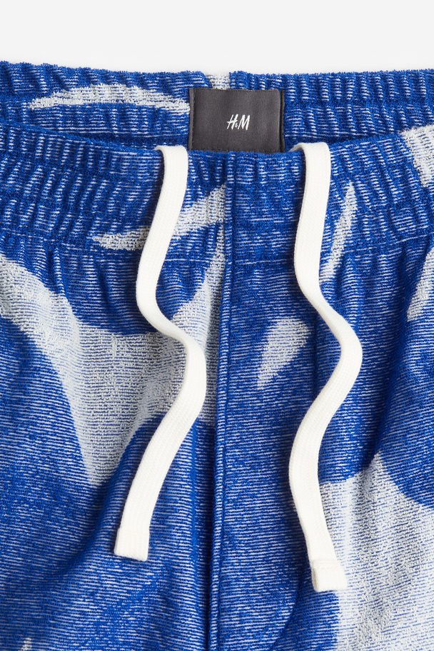 H&M Shorts I Frotté Regular Fit Blå/bladmønstret