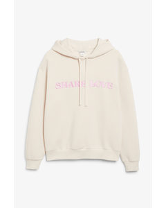 Drawstring Hoodie With Embroidery Share Love