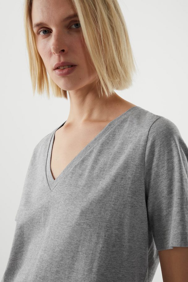 COS V-neck T-shirt Grey Marl