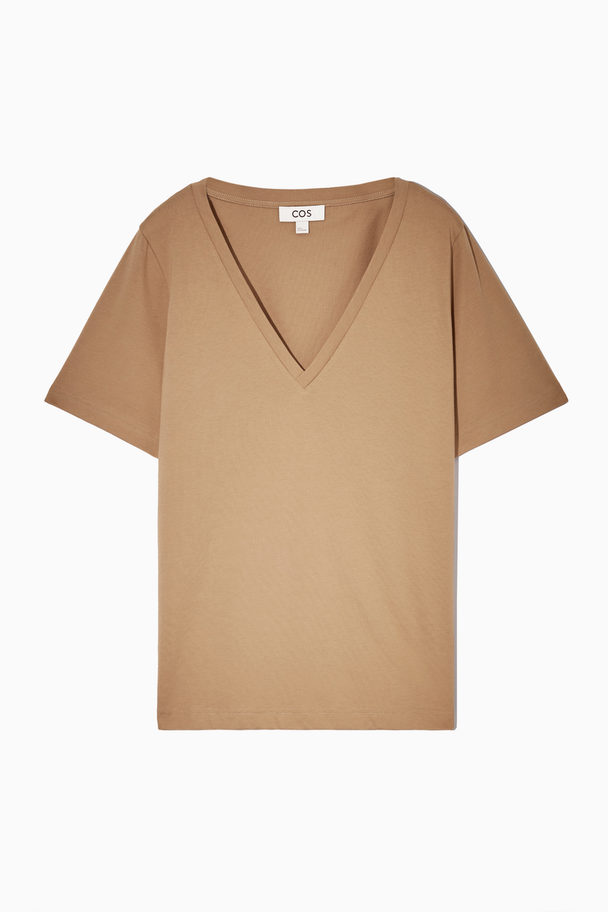 COS V-neck T-shirt Brown