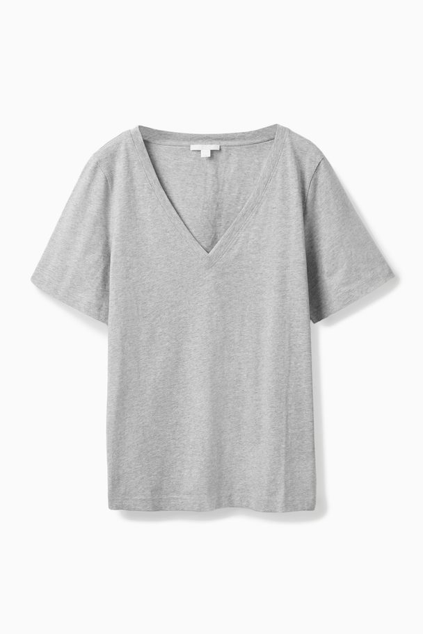 COS V-neck T-shirt Light Grey Marl