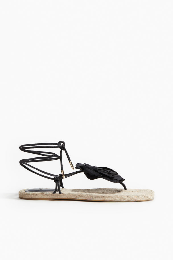 H&M Appliquéd Espadrille Sandals Black