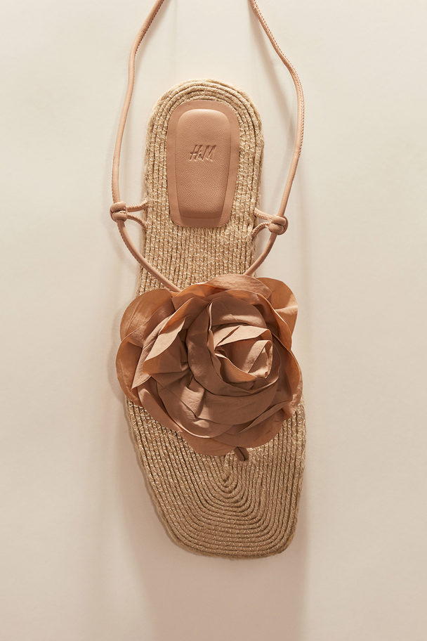 H&M Appliquéd Espadrille Sandals Light Beige