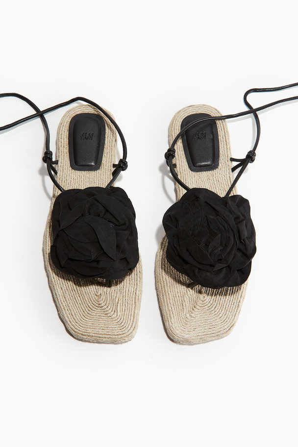 H&M Appliquéd Espadrille Sandals Black