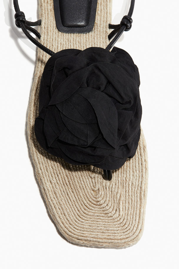 H&M Espadrille-sandaler Med Applikation Sort