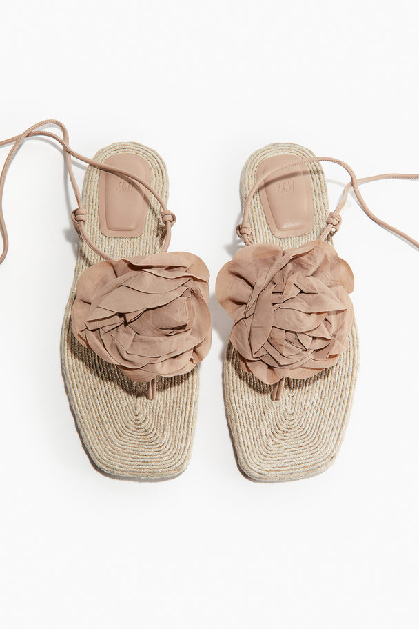 H&M Espadrille-sandaler Med Applikation Lys Beige