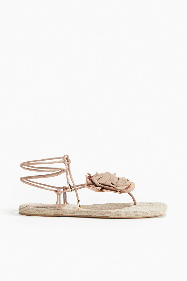 H&M Appliquéd Espadrille Sandals Light Beige