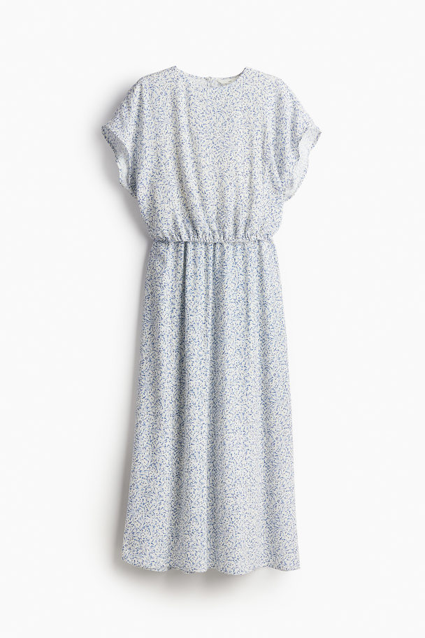 H&M MAMA Stillkleid aus Crêpe Weiß/Blau geblümt