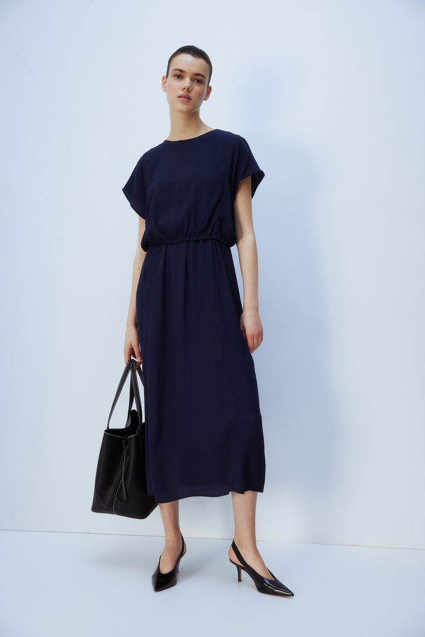 H&M Mama Crêpe Nursing Dress Navy Blue