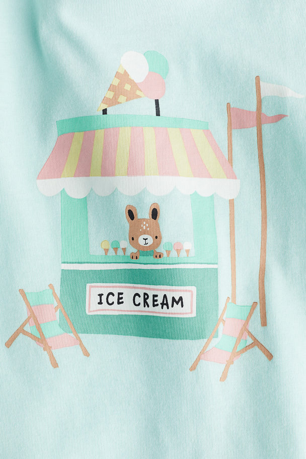 H&M Jerseyshirt mit Print Helltürkis/Ice Cream