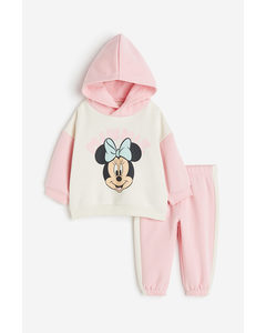 2-piece Hoodie And Leggings Set Light Pink/minnie Mouse