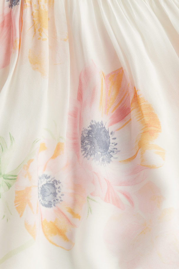 H&M Ingerimpelde Jurk Van Viscose Wit/bloemen