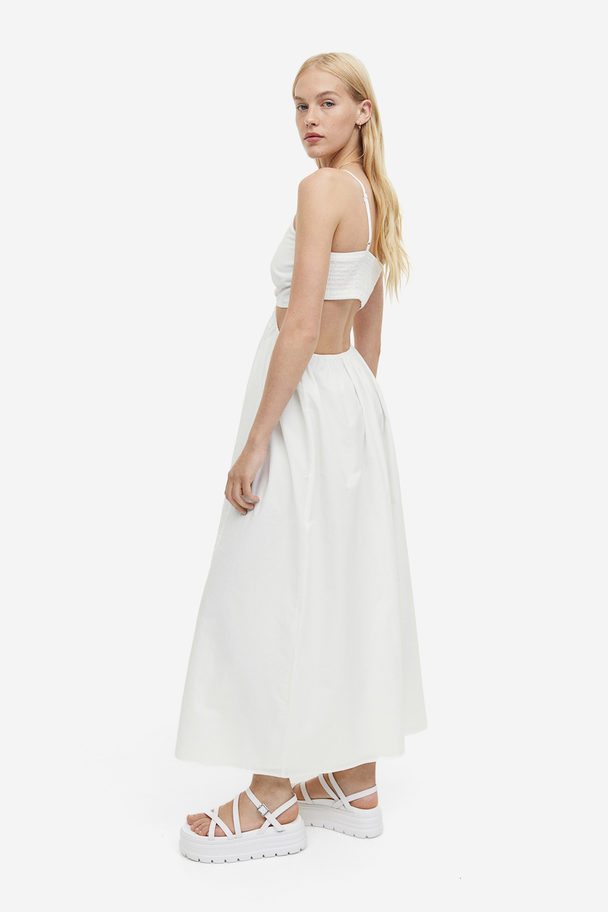 H&M Popelinekleid mit Cut-outs Weiß