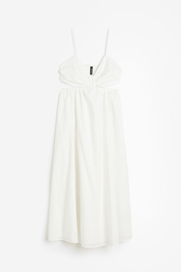 H&M Popelinekleid mit Cut-outs Weiß
