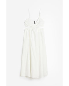 Cut-out Poplin Dress White