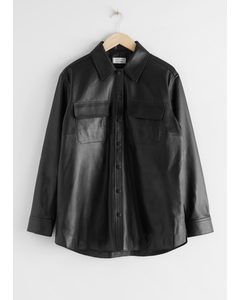 Relaxed Leather Shirt Black