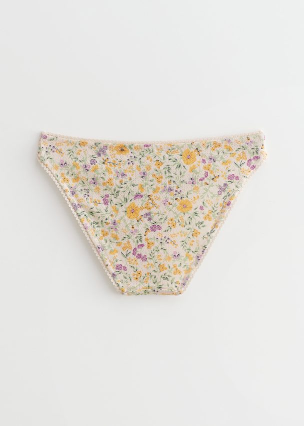 & Other Stories Scalloped Briefs Yellow Florals
