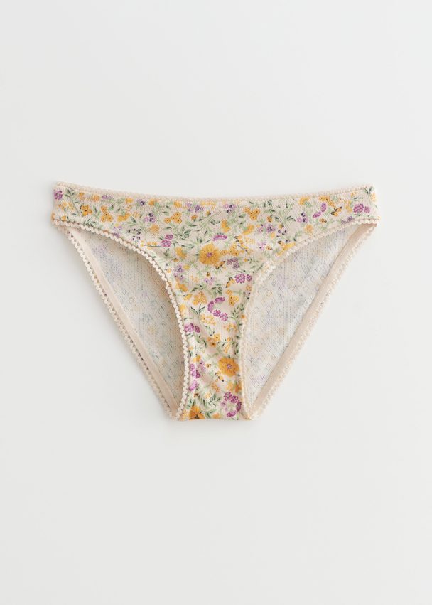 & Other Stories Scalloped Briefs Yellow Florals