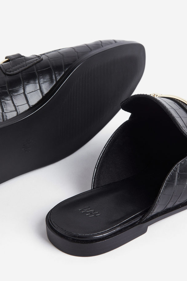 H&M Slip-in-Loafer mit Trensendetail Schwarz/Kroko-Prägung