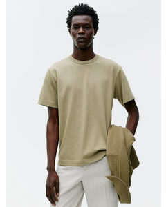Cotton Linen T-shirt Khaki Green