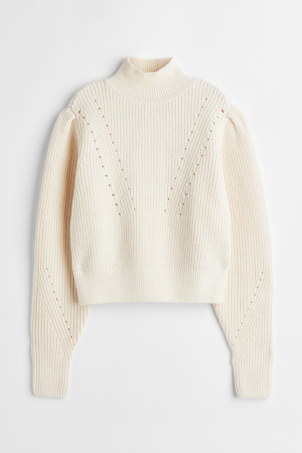 H&M Rib-knit Turtleneck Jumper Natural White