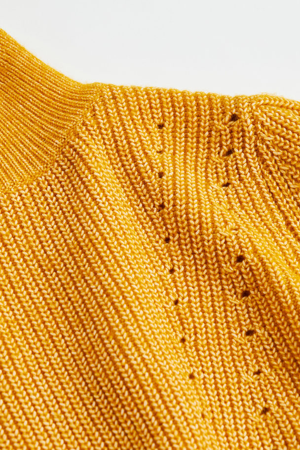 H&M Rib-knit Turtleneck Jumper Dark Yellow Marl