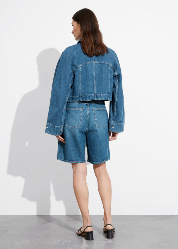 & Other Stories Relaxed Denim Shorts Mid Blue