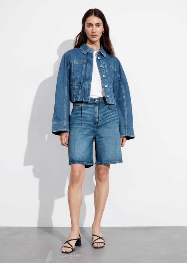 & Other Stories Lockere Jeansshorts Mittelblau