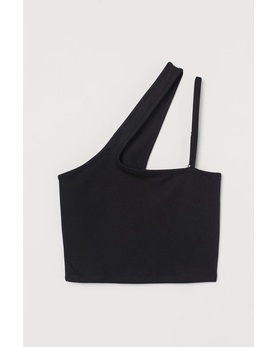 H&M One-shoulder Cropped Top Black