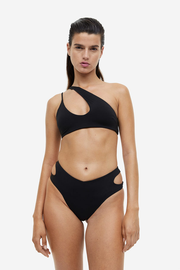H&M Asymmetrical Padded Bikini Top Black