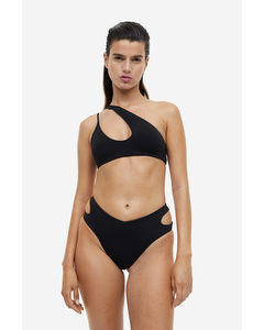 Asymmetrical Padded Bikini Top Black