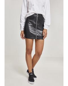 Damen Ladies Synthetic Leather Zip Skirt