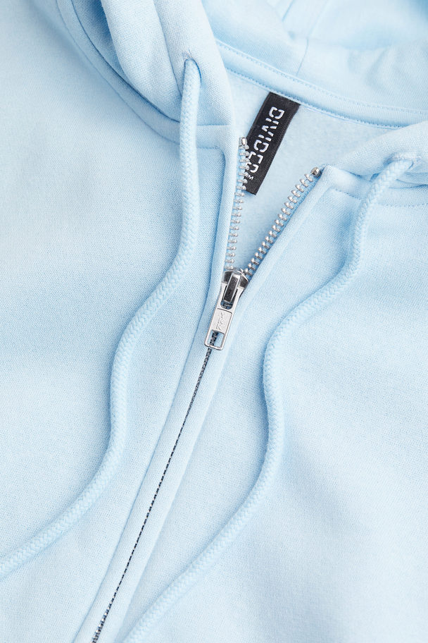 H&M Cropped Zip-through Hoodie Light Blue
